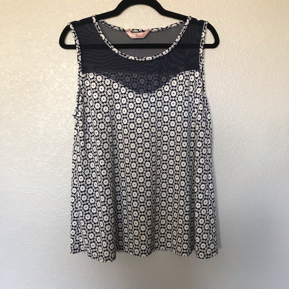 SJS sleeveless blouse/tank blue & white XL